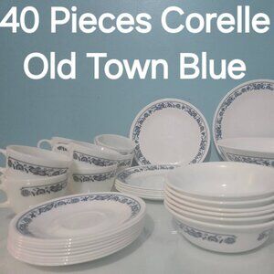 Vintage Corelle OLD TOWN BLUE ONION Full Dinner Set40 Pieces SEE DESCRIPTION